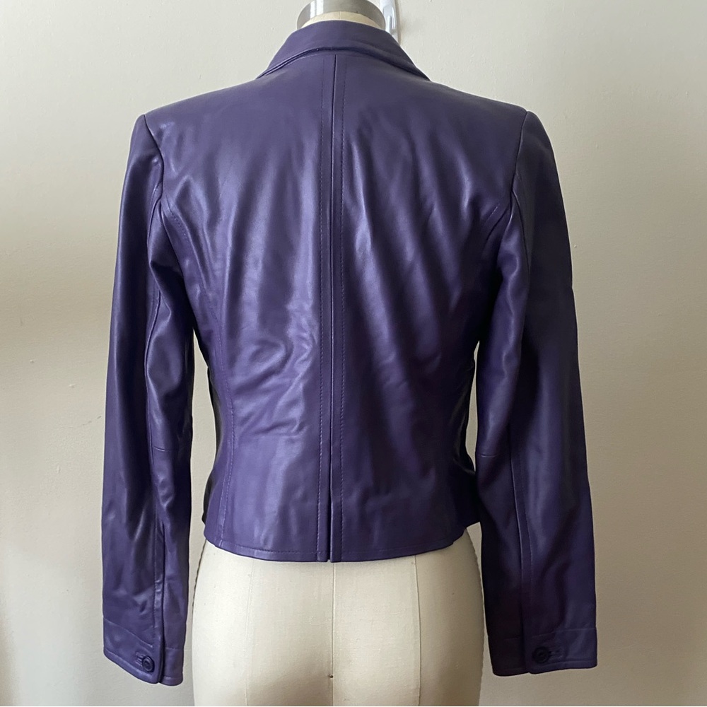 I.E. Purple vintage cropped leather jacket size Small petite - Picture 2 of 8